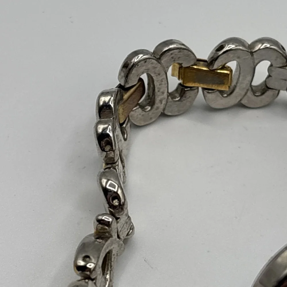 Fossil‎ DC-9696 Quartz Watch Bracelet  Roman Numerals Rare Two Tone *UNTESTED*